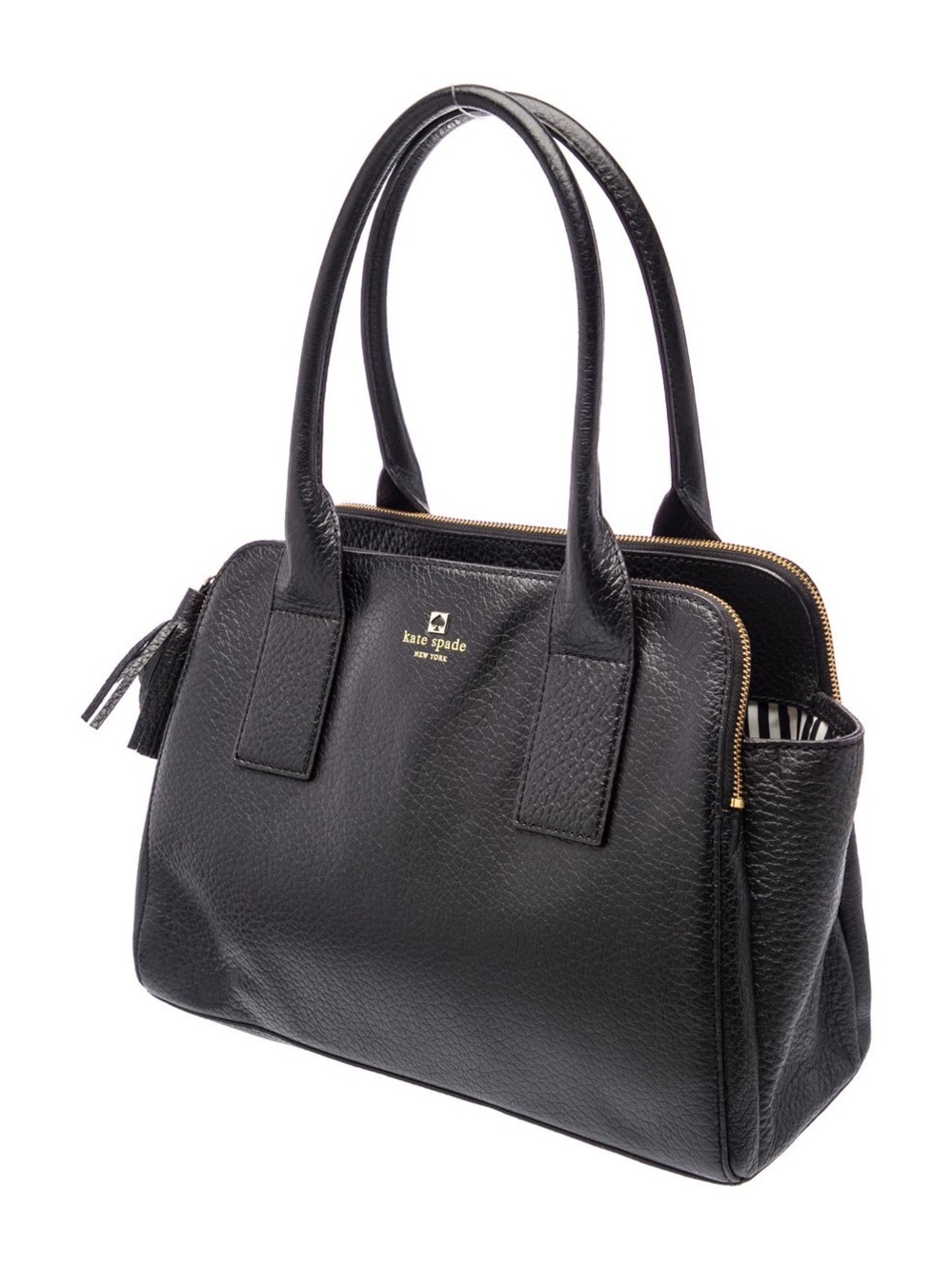 Kate Spade Southport Avenue Lydia Satchel Black Pebbled Leather Handbag Purse